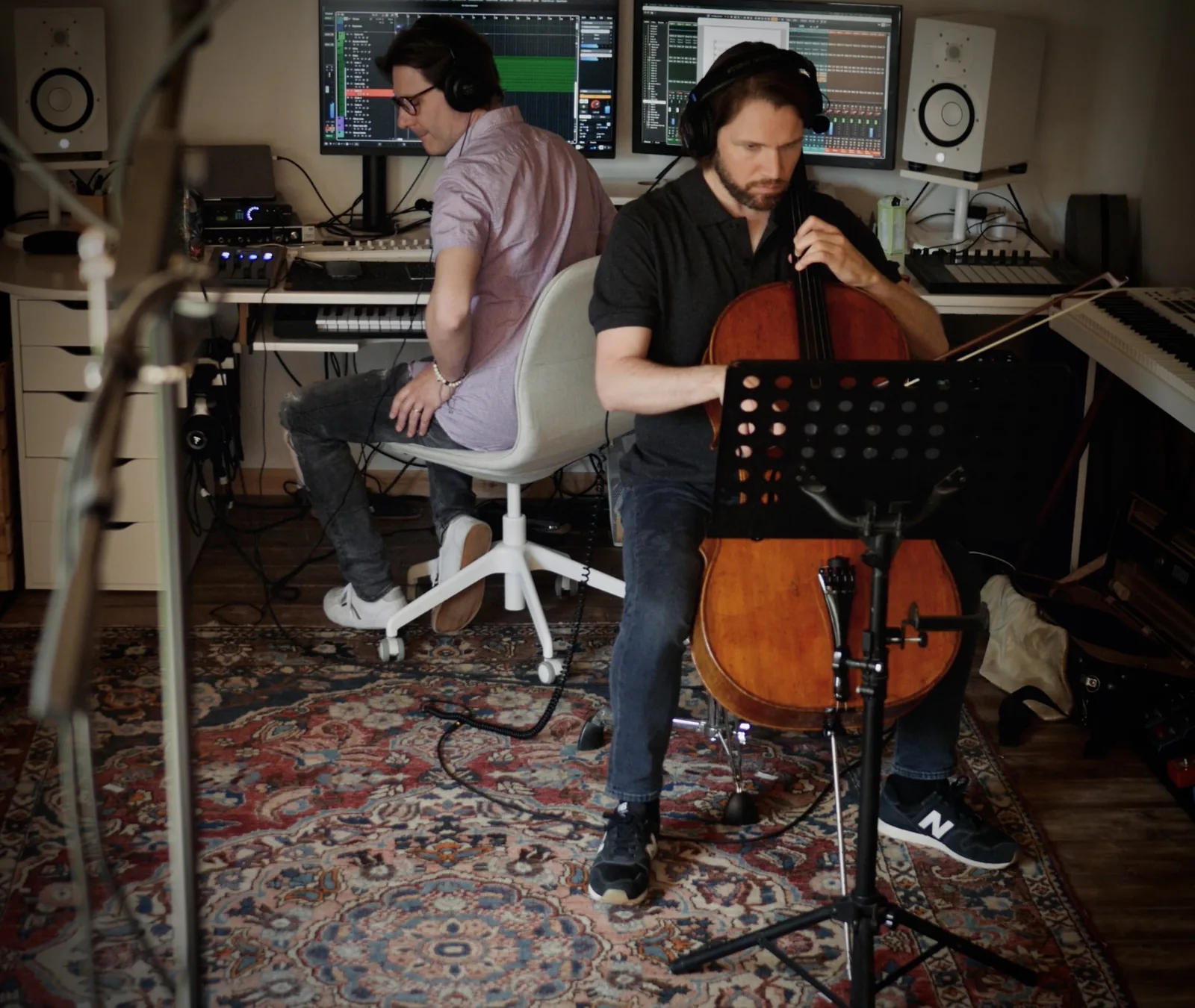 Installation de micros dans le studio